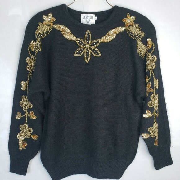 Cervelle Sweaters - Vtg Cervelle Women's Sz S Vintage 80s Beaded Silk/Angora/Wool Blend Sweater